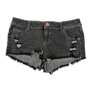 Refuge Black Gray Cut Off Distressed Denim Jean Shorts Size 4 Women’s